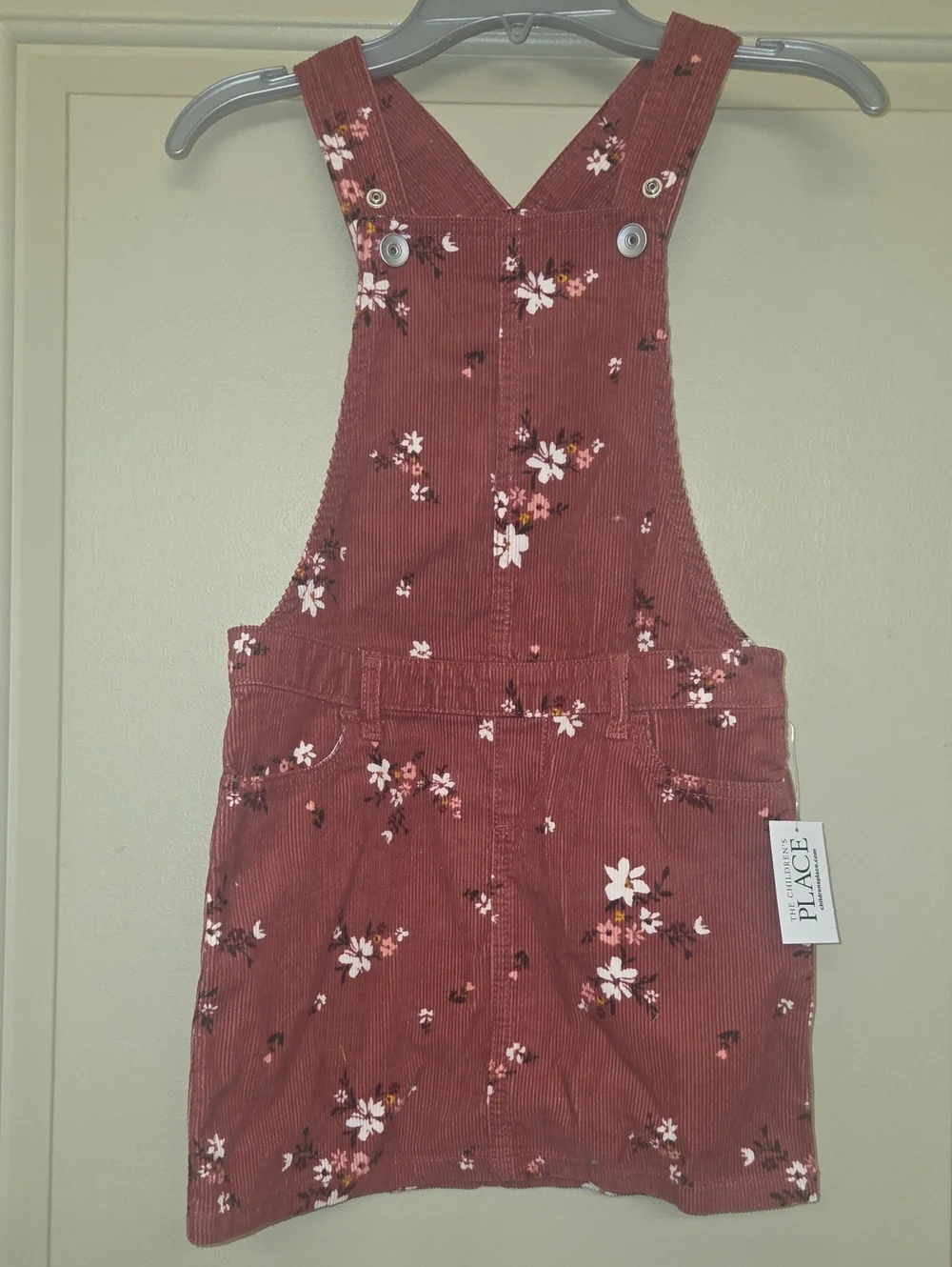 The Children's Place Rust Floral Corduroy Pinafore Overall Dress